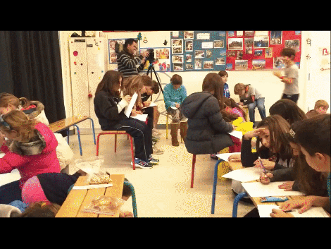 The students were directed to complete a math worksheet while experiencing sensory overload: (1) scotch-tape on their faces (2) lights flickering (3) bell bracelets on the wrists of students who are running around the room while barking and clapping their hands (4) Facilitator/teacher counting down the seconds on the mic.