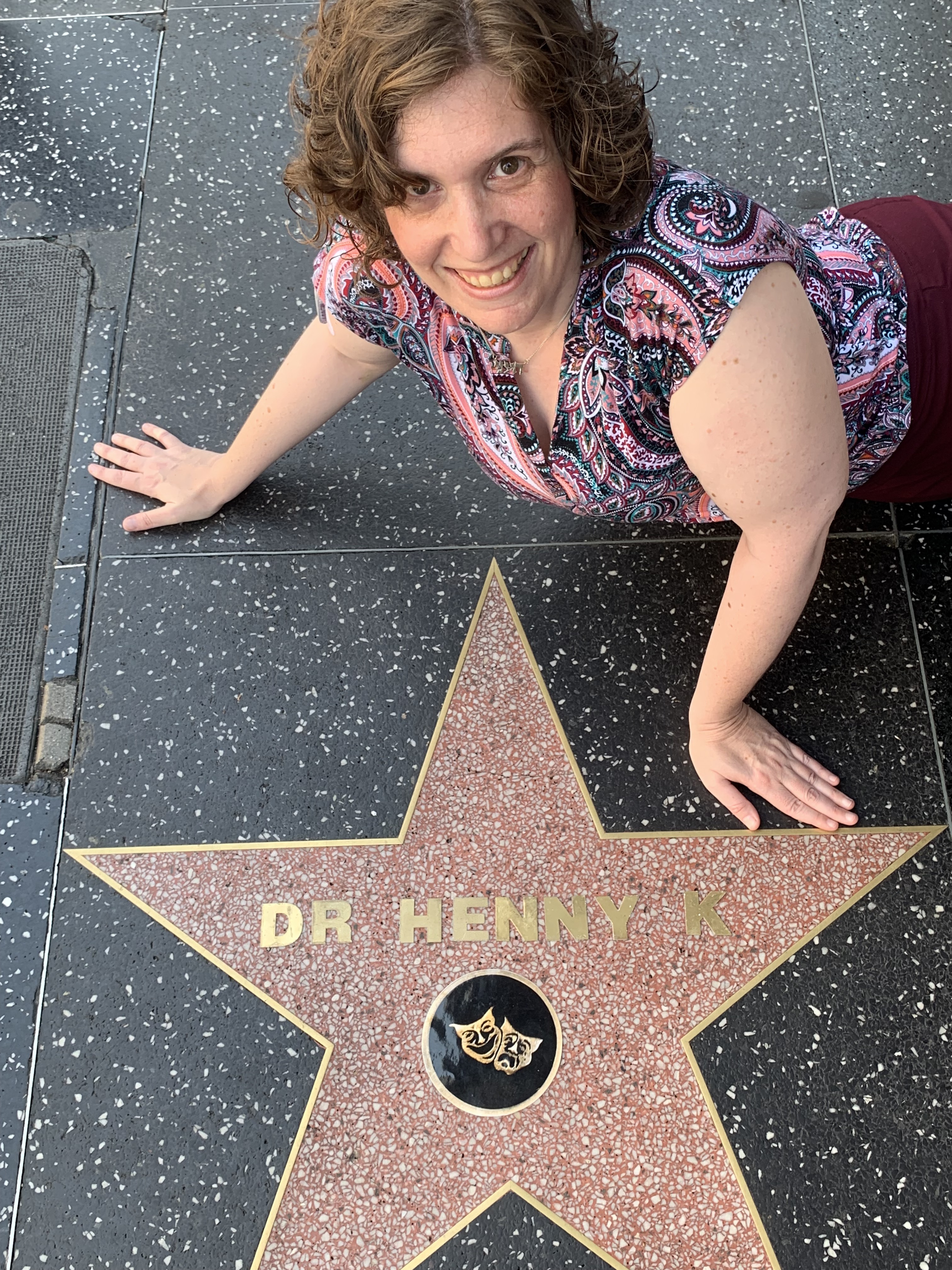 Henny Kupferstein posing with a fake Hollywood star