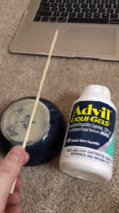 Image Caption: Lindsay carefully lining up her tools