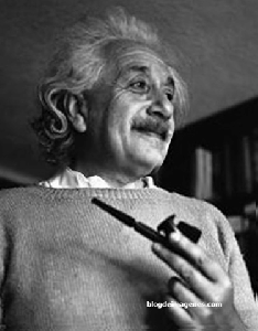 Image Caption: Einstein holding a pipe and bobbing his head to an inside groove. 